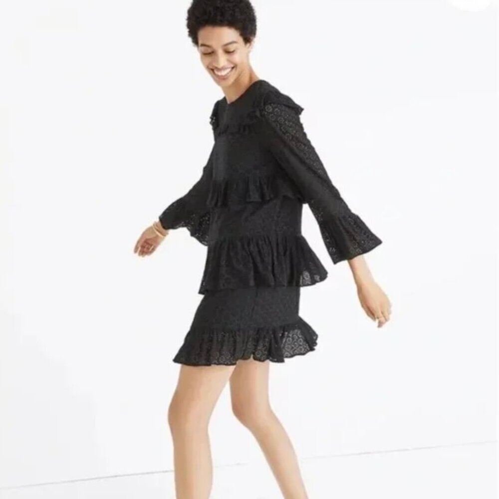 Madewell black tiered eyelet dress sz2